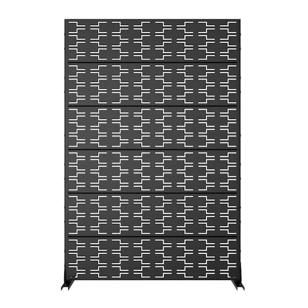 6 ft. x 4 ft. Black Outdoor Galvanized Steel Privacy Screen