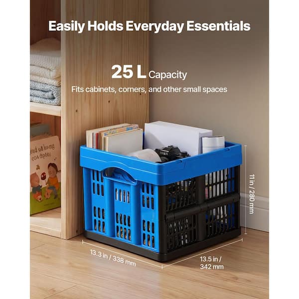 SKYSHALO Plastic Collapsible Storage Bins, 6.5 Gal. Capacity, 3