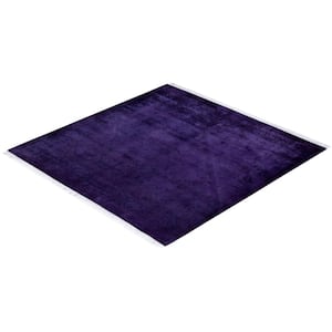 One-of-a-Kind Contemporary Purple 4 ft. x 6 ft. Hand Knotted Overdyed Area Rug