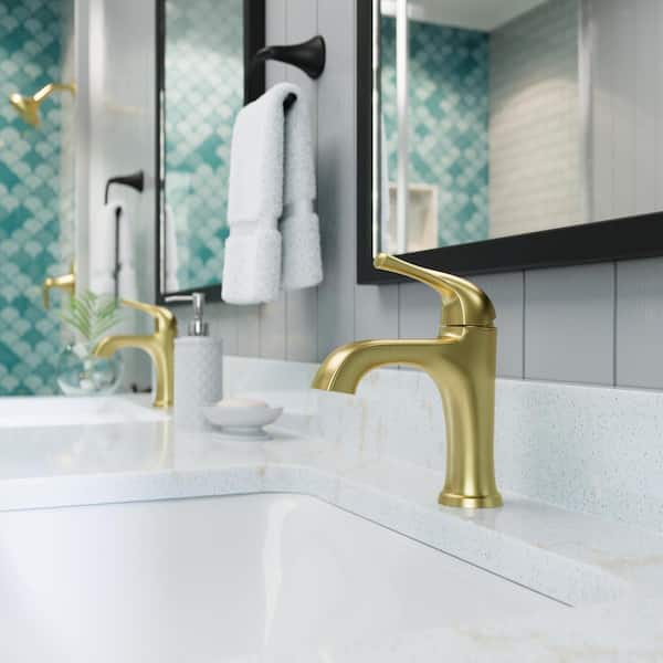 Ladera Single Handle Single Hole Bathroom Faucet in Brushed Gold