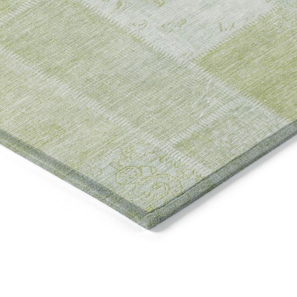 Artichoke Green, Ivory 10 ft. x 14 ft. Woven Plaid Polyester Rectangle Indoor/Outdoor Area Rug