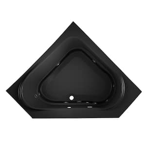 Capella 60 in. x 60 in. Neo Angle Whirlpool Bathtub with Center Drain in Black
