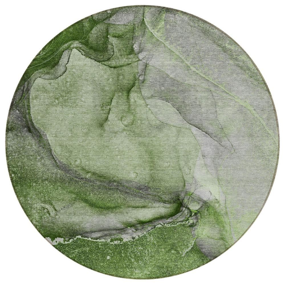 Olive Green 8 ft. Round Woven Abstract Polyester Round Indoor/Outdoor Area Rug price history on PriceWatchPro