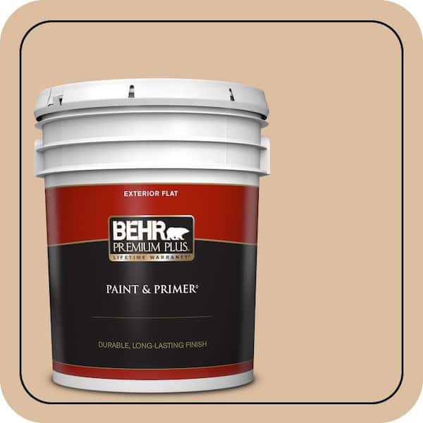 BEHR PREMIUM PLUS 5 gal. #PPU4-14 Renoir Bisque Flat Exterior Paint & Primer