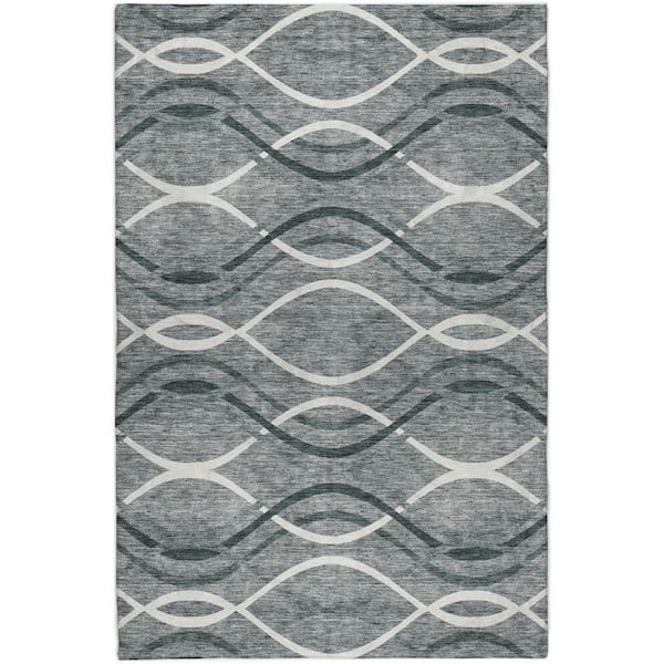 Dream Shag Premium Machine Washable Abstract ADS757 Gray 8 ft. x 10 ft. Area Rug