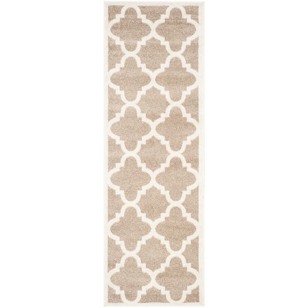 SAFAVIEH Amherst Wheat/Beige 2 ft. x 9 ft. Border Trellis Runner Rug
