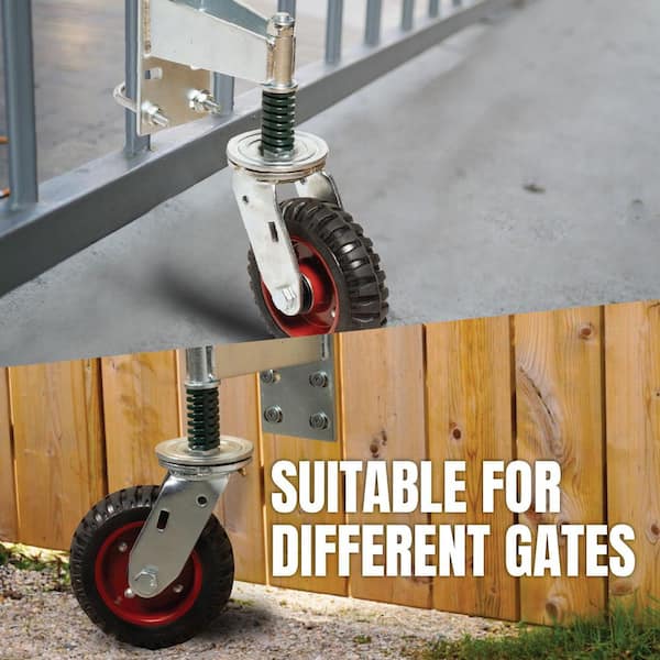 6 in. Spring-Loaded Gate Wheel with 500 lbs Load Capacity, Swivel Wheel with Mounting Hardware