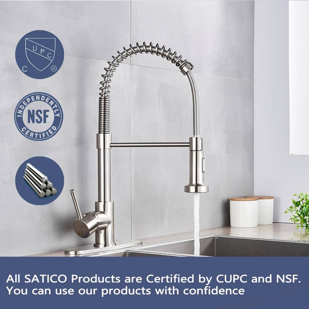 Brushed Nickel Single Handle Pull Down Kitchen Faucet