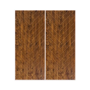 84 in. x 84 in. Hollow Core Walnut Stained Pine Wood Interior Double Sliding Closet Doors