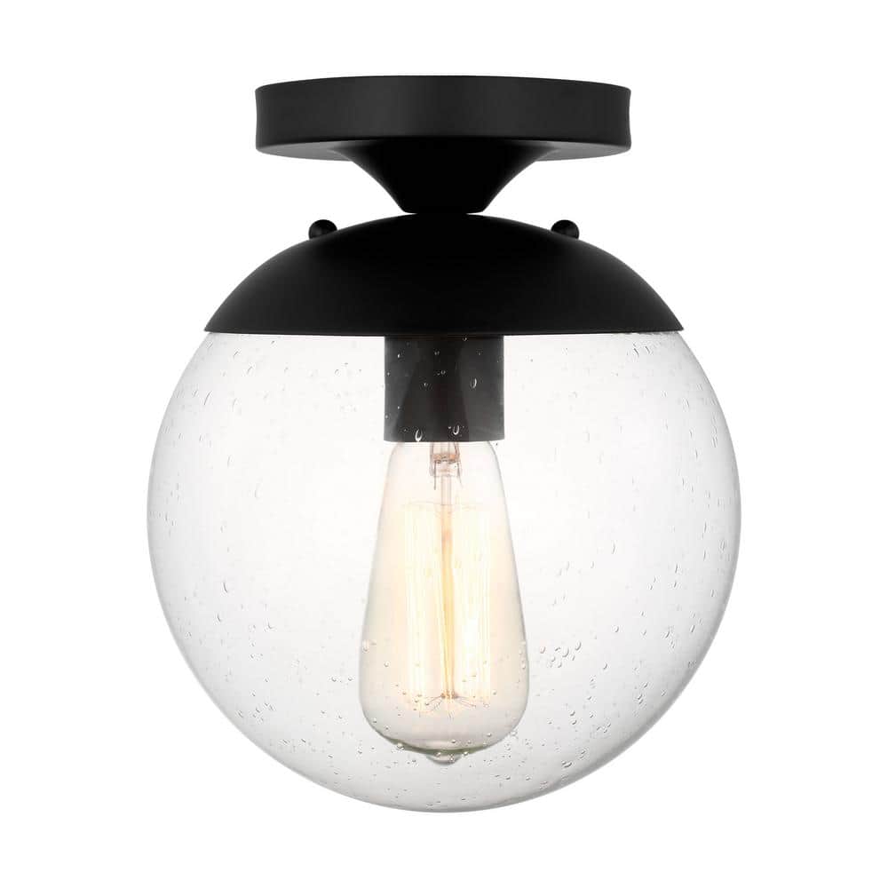 Leo 8 in. 1-Light Midnight Black Flush Mount with Smooth White Glass Shade price history on PriceWatchPro