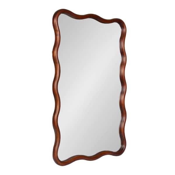 Talma Walnut Brown 24 in. x 36 in. Rectangle Wood Wall Mirror