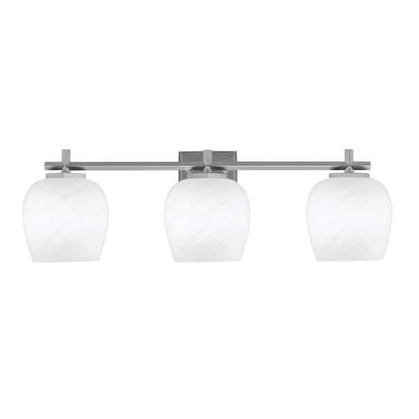 Unbranded Bridgewater 26.75 in. 3 Light Vanity Light Graphite with 6 in. White Marble Glass Shades, No Bulbs Included