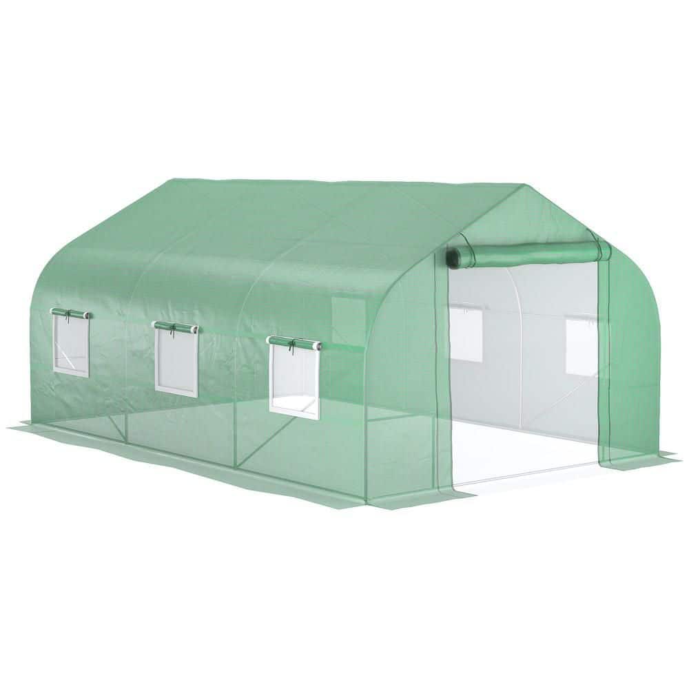 11.5 ft. W x 9.8 ft. D x 6.6 ft. H Walk-in Greenhouse, Tunnel Green House with Zippered Mesh Door&6 Mesh Windows-Green price history on PriceWatchPro