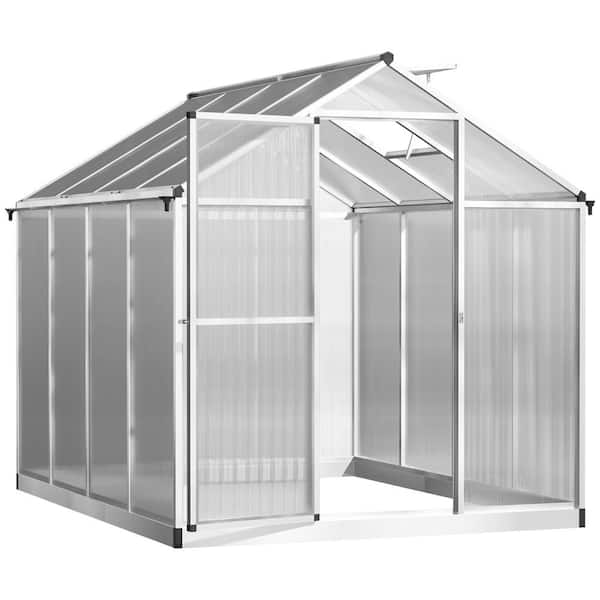 6.25 ft. W x 8 ft. Stable Outdoor Walk-In Garden Greenhouse with Roof Vent for Plants, Herbs and Vegetables