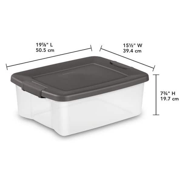25 Qt. Shelf Tote with Flat Gray Lid and Platinum Latches (18-Pack)
