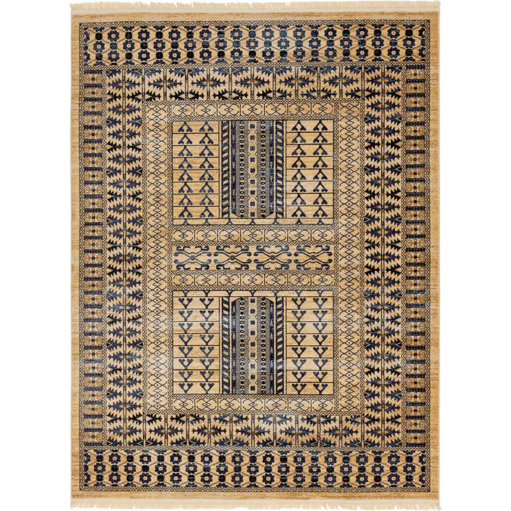 Kennedy Collection 9' x 12' Blue Geometric Easy-Care Area Rug