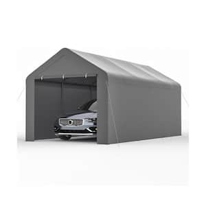 10 ft. D x 20 ft. W x 9 ft. H Gray Roof Heavy Duty Portable Metal Carport Garage Tent