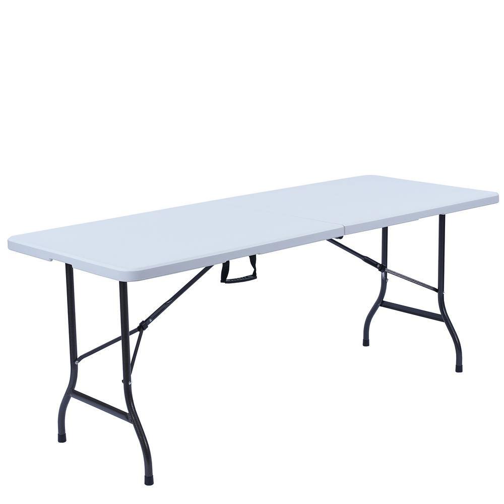 70.87 in. White Portable Folding Table for Camping, Picnic, Kitchen