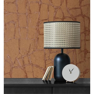 56 sq. ft. Metallic Terracotta Crackle Paper Unpasted Wallpaper Roll