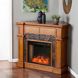 Shorvell Alexa Enabled 45.5 in. Electric Smart Fireplace in Mission Oak