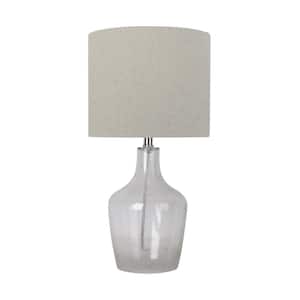 17.5 in. Clear Glass Table Lamp with Beige Fabric Shade - Title 20 Compliant