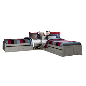 Pulse Gray Twin L-Shaped Bed with Double Storage