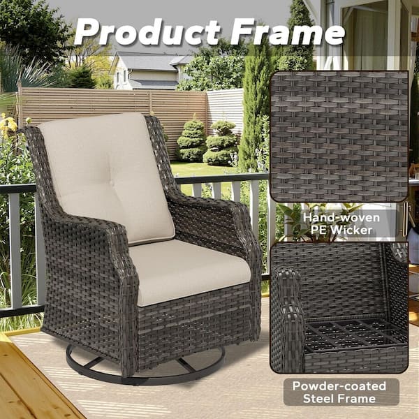JOYSIDE Wicker Patio Outdoor Lounge Chair Swivel Rocking