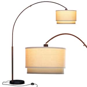 Mason 81 in. Bronze LED Arc Floor Lamp with Drum Shade