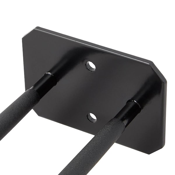 Husky 50 lbs. Heavy-Duty Wall-Mounted Black Steel Double Straight Hook Tool  Rack with Mounting Hardware 816370 - The Home Depot