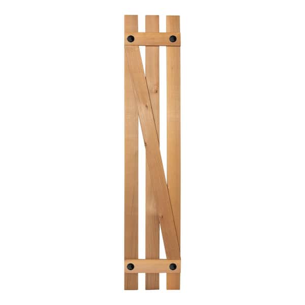 Design Craft MIllworks Grayson 12 in. x 30 in. Cedar Spaced Z Pattern Board and Batten Shutters Pair in Natural