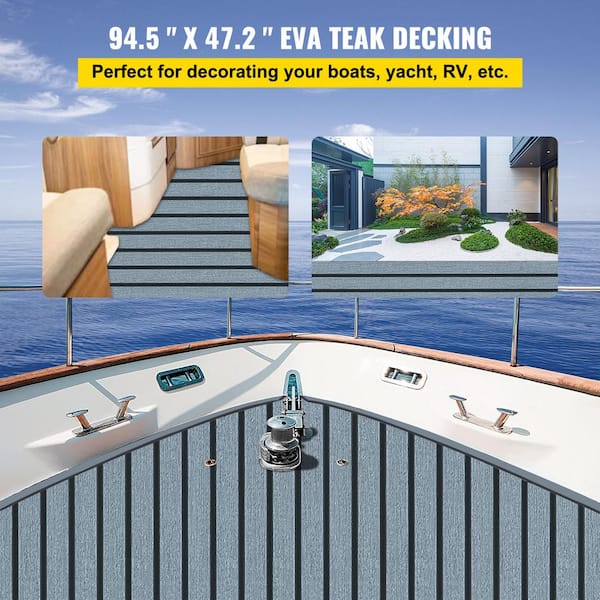 VEVOR 94.5 in. x 47.2 in. EVA Foam Faux Teak Boat Decking Sheet 5 mm Thick  Non-Skid Self-Adhesive for Boat Flooring ZZDBSHJHTW240X120V0 - The Home  Depot