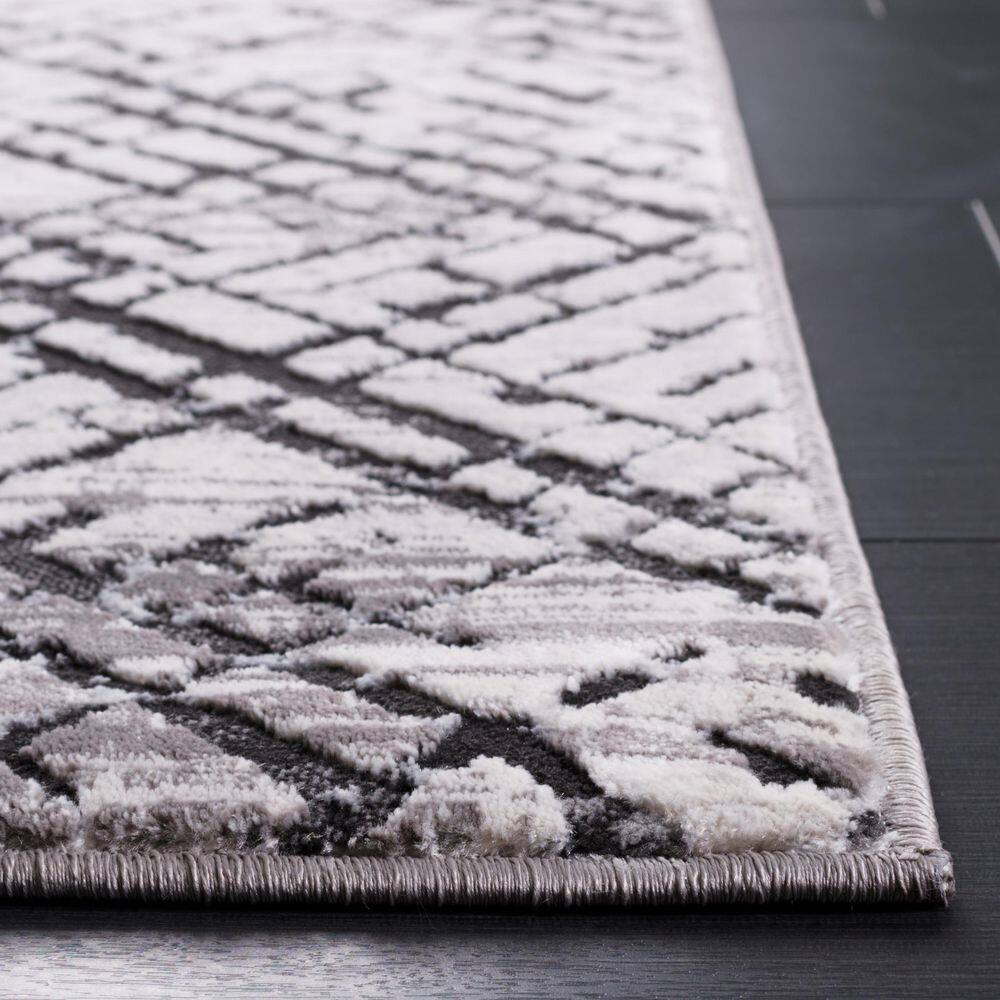 Amelia Contemporary Gray Hand-Knotted Synthetic Area Rug - 2' x 8'