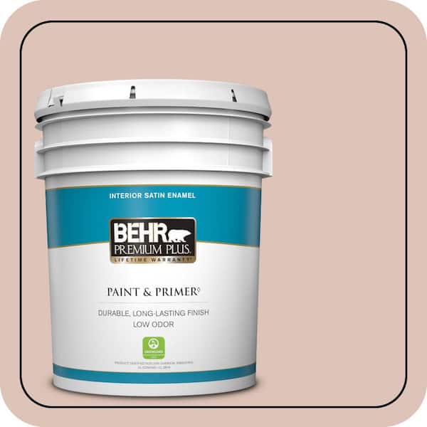 BEHR PREMIUM PLUS 5 gal. #PPU2-07 Coral Stone Satin Enamel Low Odor Interior Paint & Primer