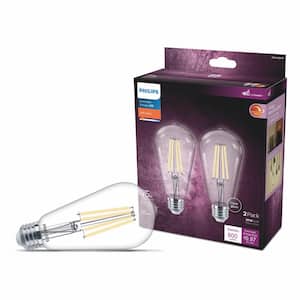 75-Watt Equivalent ST19 Clear Dimmable E26 Vintage Edison LED Light Bulb Soft White with Warm Glow 2700K (2-Pack)