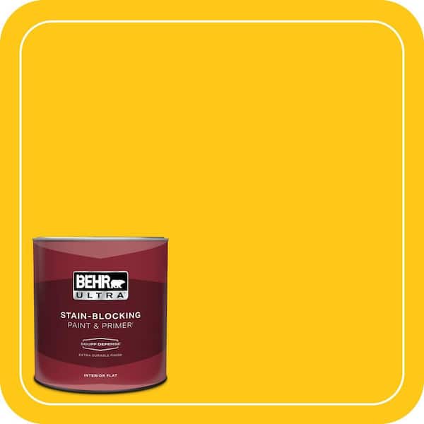 BEHR ULTRA 1 qt. #P300-7 Unmellow Yellow Extra Durable Flat Interior Paint & Primer