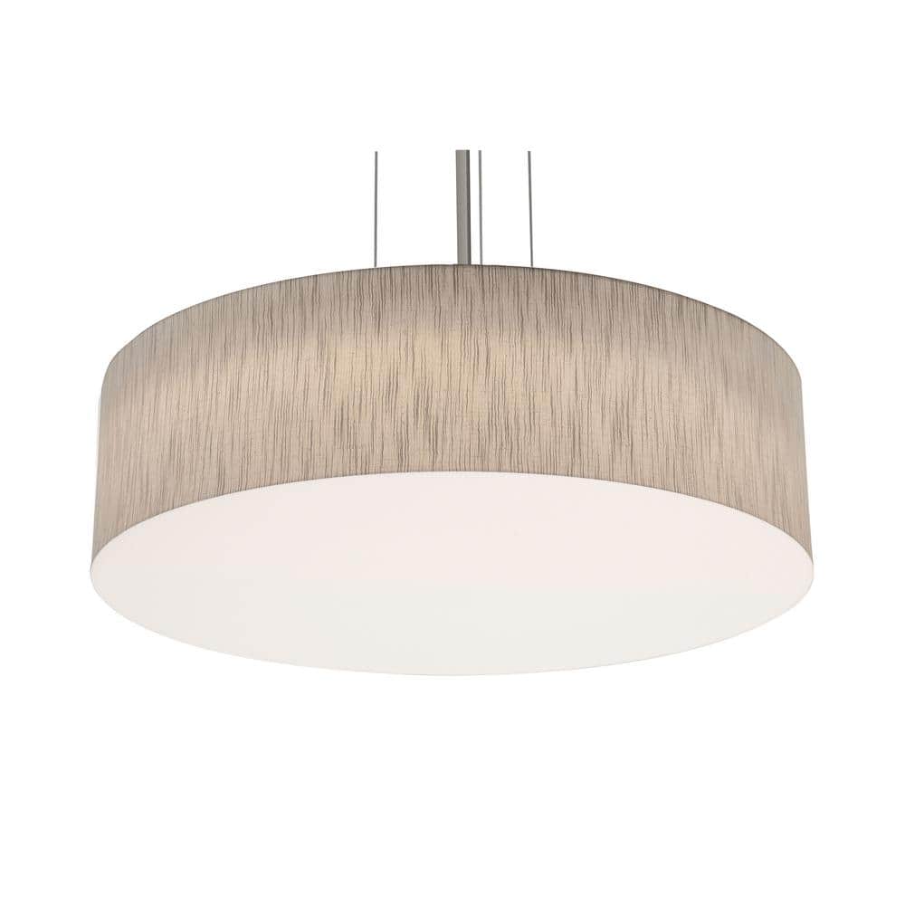 AFX 25-Watt 3-Light Satin Nickel, Jute, White Shaded Pendant-Light with ...