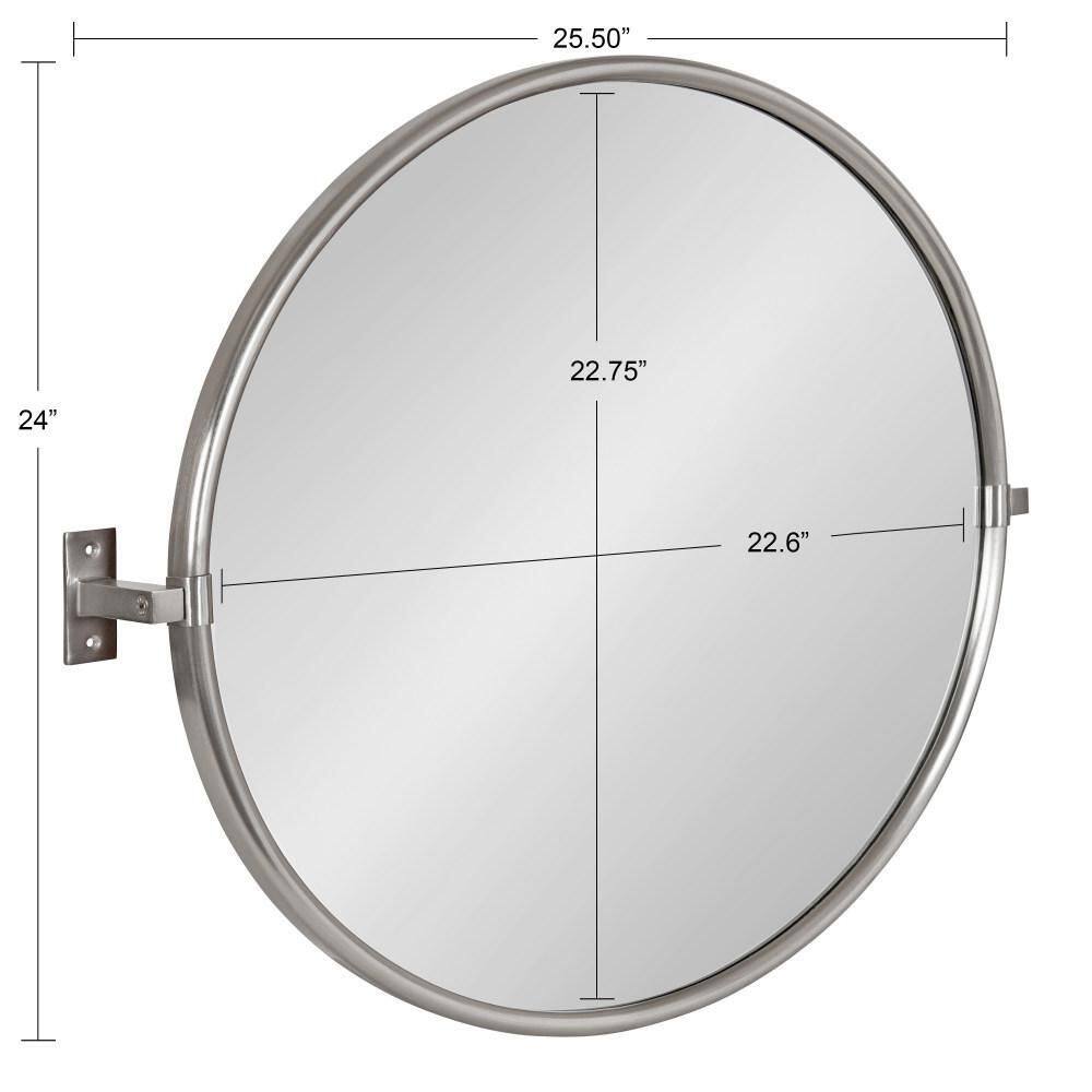 Elegant Silver Round Pivot Wall Mirror, 26x24 Inch