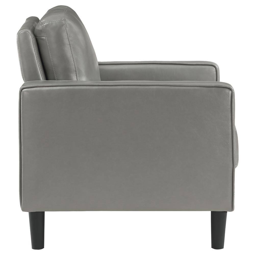Ruth Dark Gray Faux Leather Wood Accent Chair