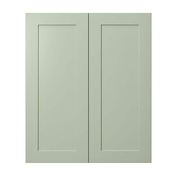 Shaker Assembled 36 in. x 30 in. x 12 in. Wall Cabinet with 2-Doors in Jade Green