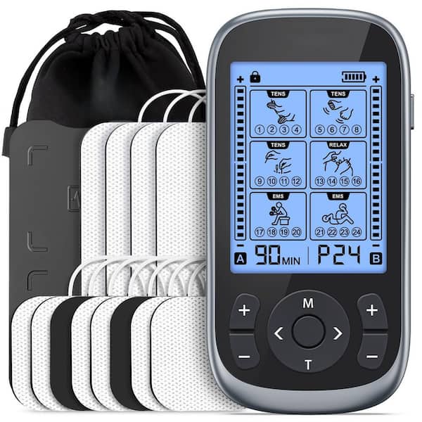 3-in-1 Tens Unit Muscle Stimulator, 40 Intensities 24 Modes Rechargeable Electronic Pulse Massager with 12 Tens Pads