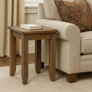 22 in. Brown Square Wooden Top End Table