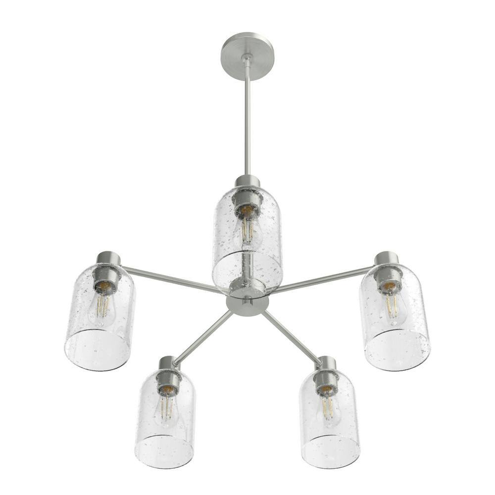 Lochemeade 5-Light Brushed Nickel Seeded Glass Chandelier