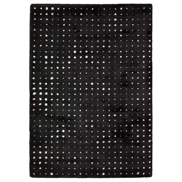 8' X 11' Black And Ivory Geometric Area Rug