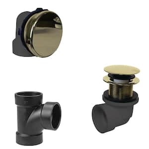 Illusionary No-Hole Sch. 40 ABS Plumbers Pack with Tip-Toe Bath Drain, Polished Brass