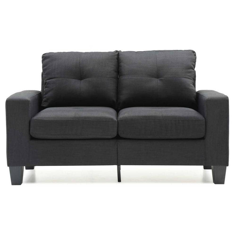 Newbury 58 in. W Flared Arm Cotton Straight Sofa in Black
