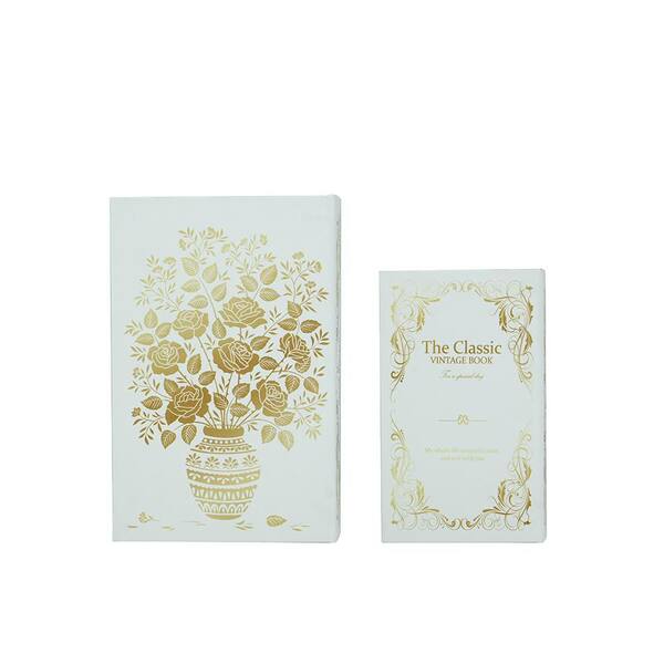 2-Piece White 10.5 in. and 8.3 in. Composite Decorative Book Boxes