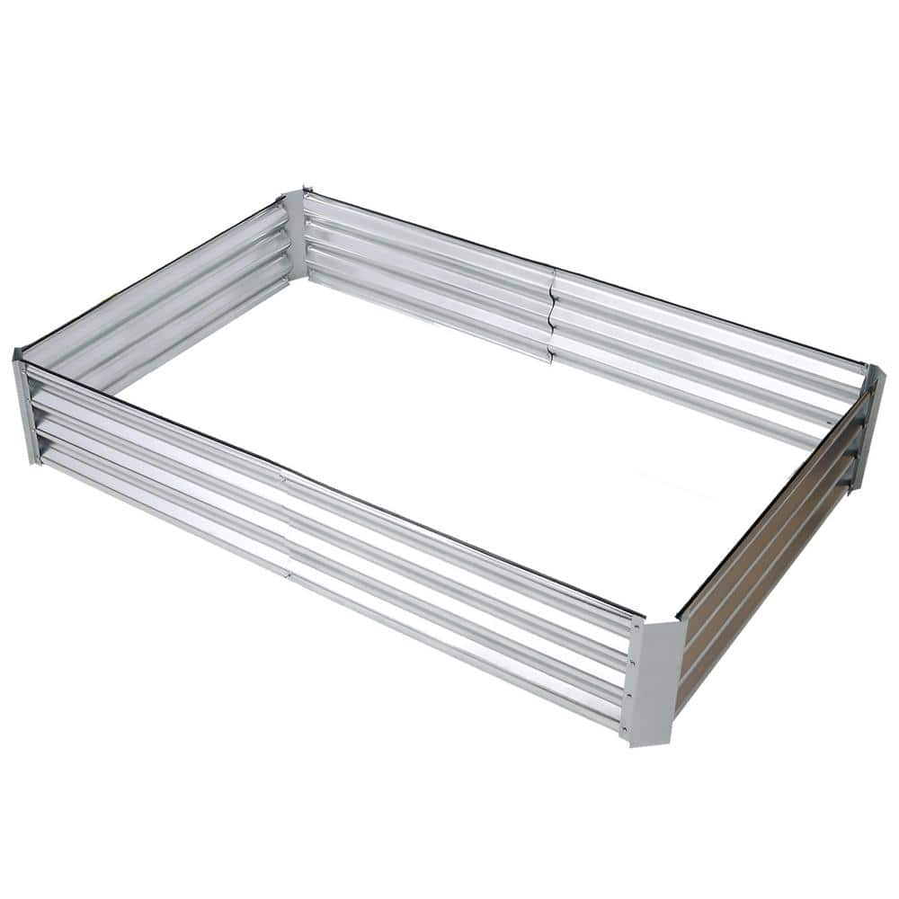 Tunearary 4 Ft X 3 Ft X 1 Ft Outdoor Galvanized Silver Metal Raised Garden Bed Square 8504