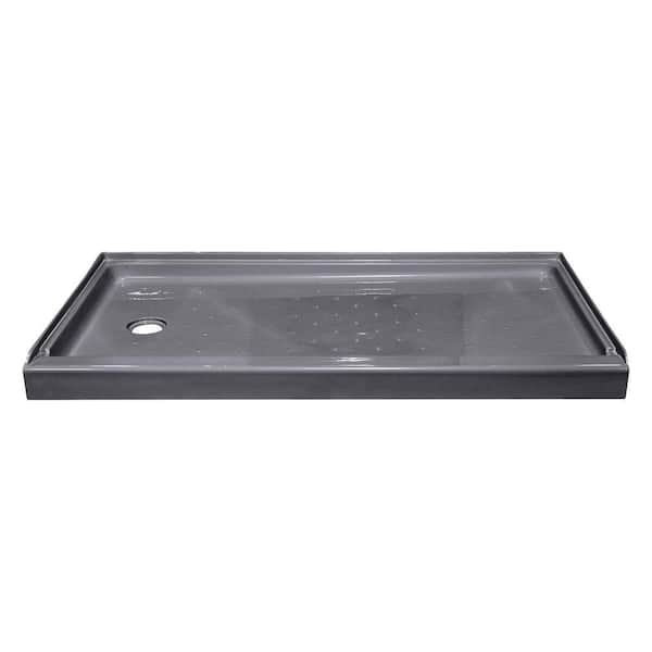 Lyons Industries Elite 60 in. x 32 in. Single Threshold Shower Base with Left Drain in Silver Metallic