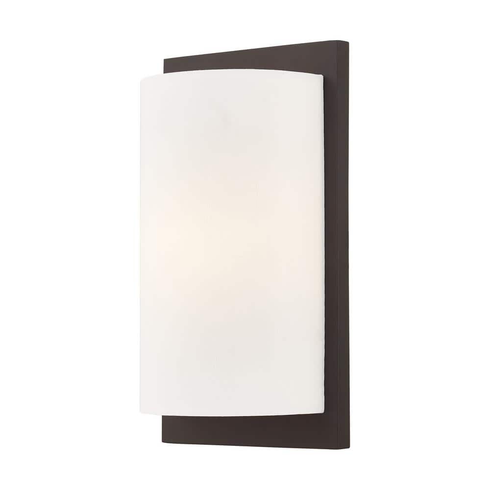 Transitional Handcrafted Off-White Fabric and Bronze Wall Sconce
