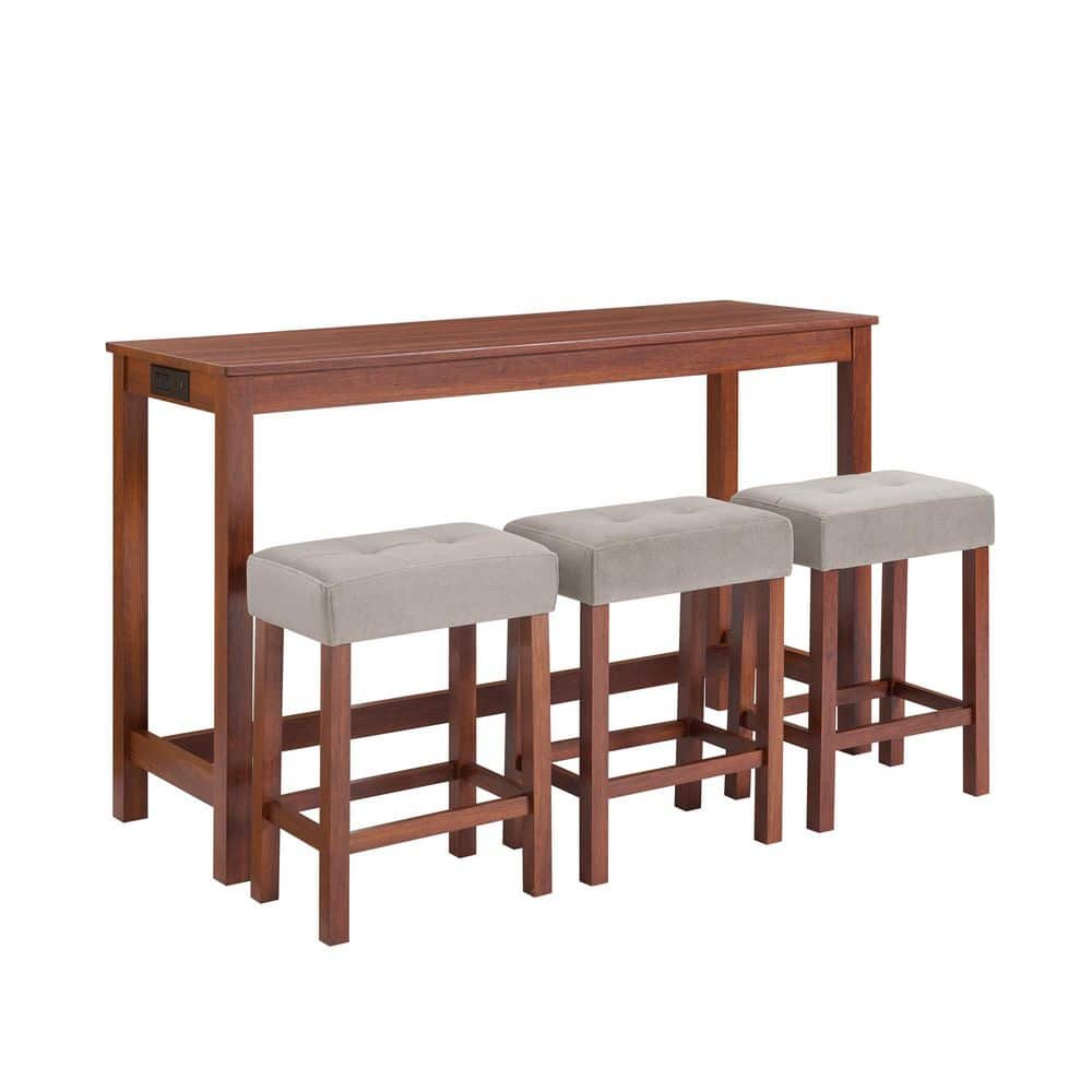 4-Piece Solid Wood Outdoor Conversation Patio Furniture Set with Beige Cushions price history on PriceWatchPro